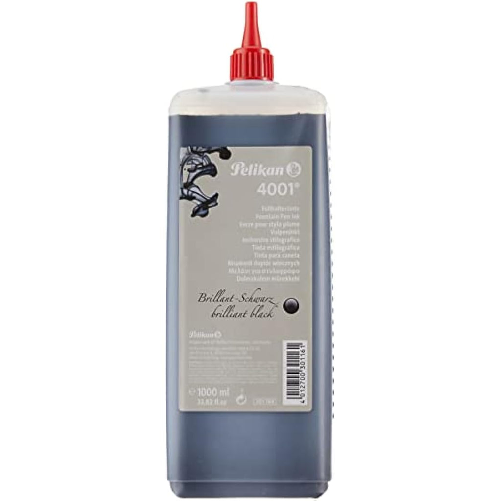 Pelikan 4001 Fountain Pen Ink – Brilliant Black 1000ml Refill Bottle