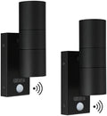 Kerry Motion Sensor Outdoor Wall Lights - IP65 Black 2 Pack
