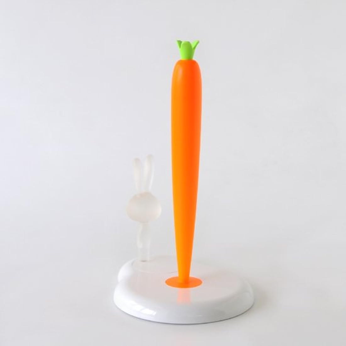 Alessi Bunny and Carrot Kitchen Roll Holder - White Resin Paper Towel Stand