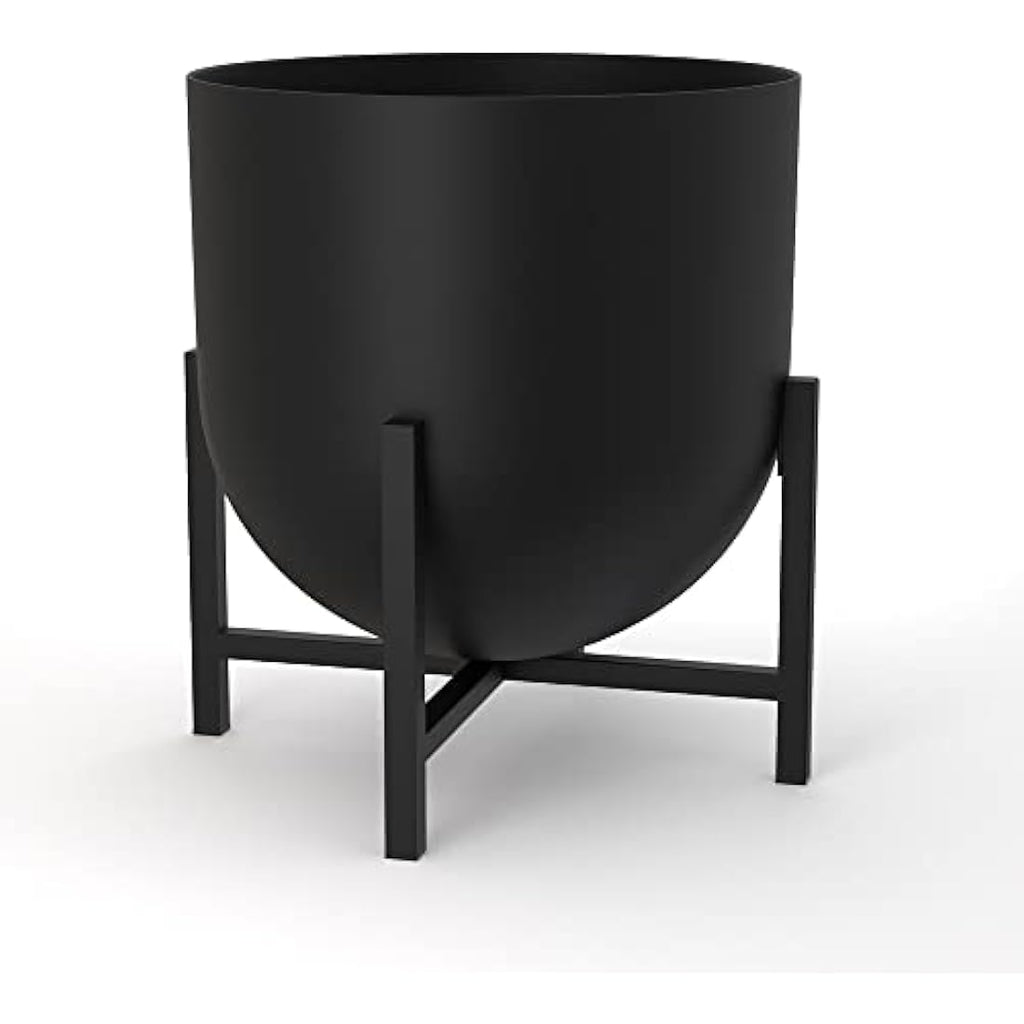 Olly & Rose Metal Indoor Plant Pot with Stand – Matt White, 22cm