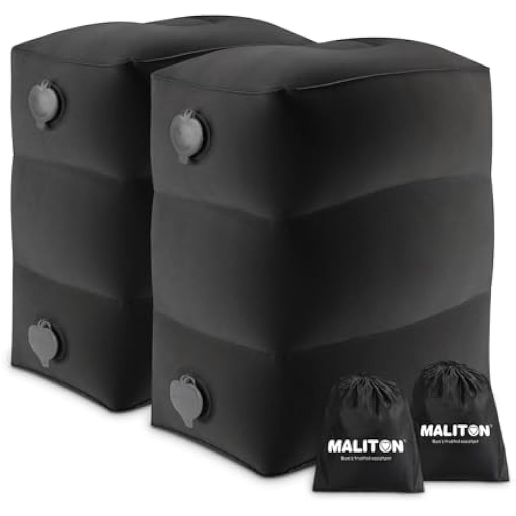 Maliton Inflatable Airplane Footrest – Adjustable Travel Pillow, 2 Pack