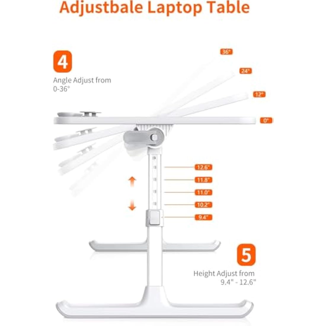 SAIJI Adjustable Laptop Bed Tray – Ergonomic Folding Wood Desk, Teak