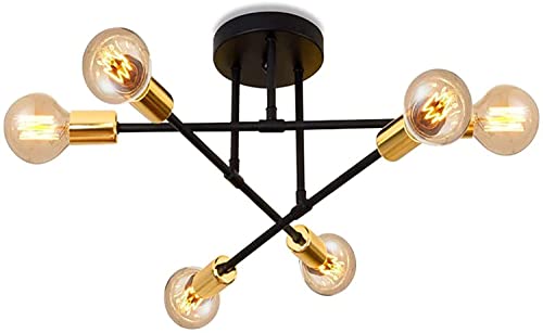 Sputnik Chandelier – 6-Light Mid-Century Modern Metal Ceiling Lamp