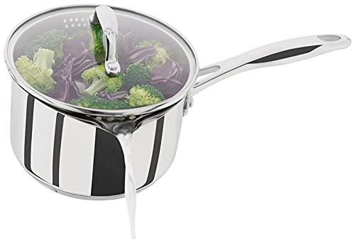 Stellar Profile Stainless Steel Draining Saucepan with Lid, 20cm 3.25L