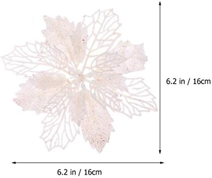 Jolof Store 12pcs Glitter Poinsettia Artificial Christmas Flowers – White