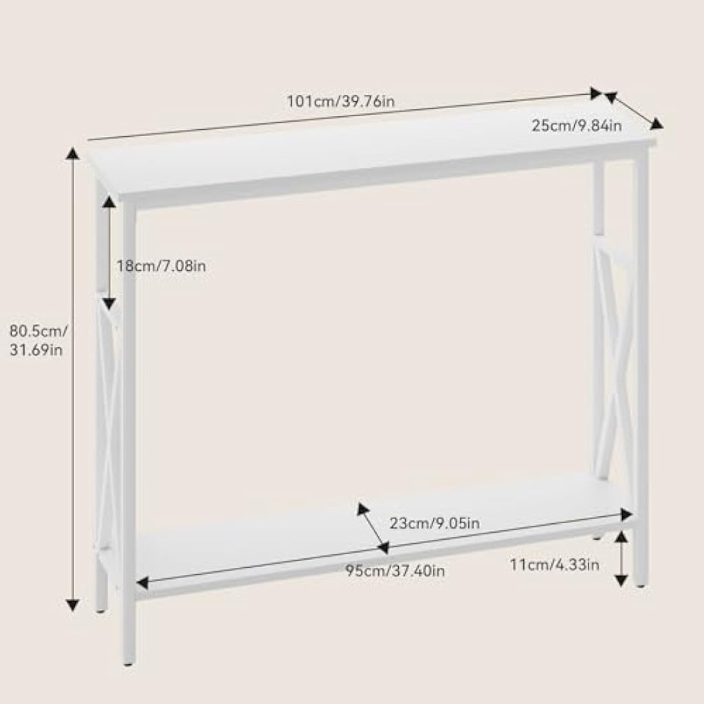 YMYNY Industrial Console Table – Narrow Entryway Sofa Table with Shelves