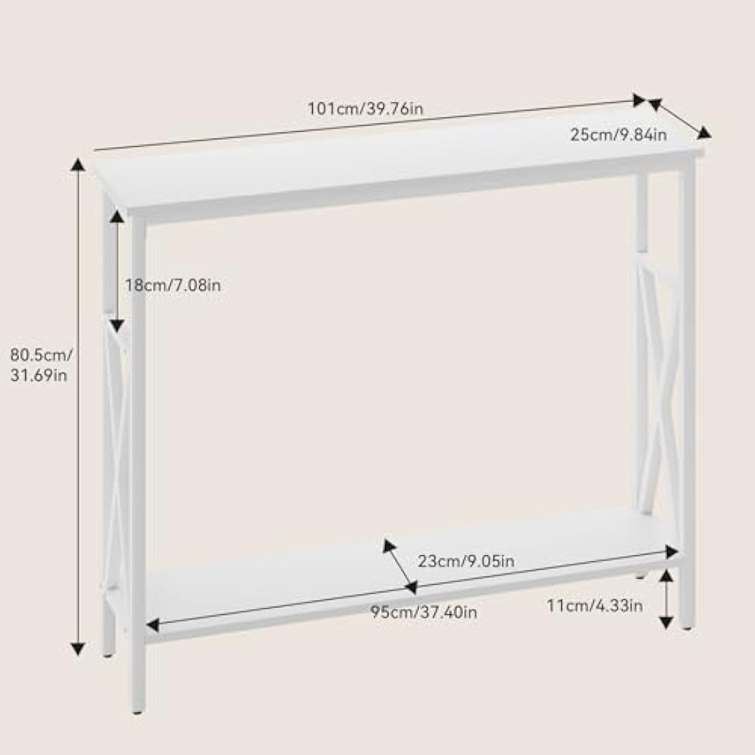 YMYNY Industrial Console Table – Narrow Entryway Sofa Table with Shelves