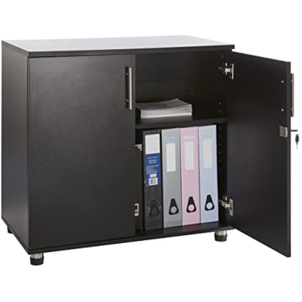 MMT Furniture Black Lockable Office Storage Cabinet | 75cm Desk Height