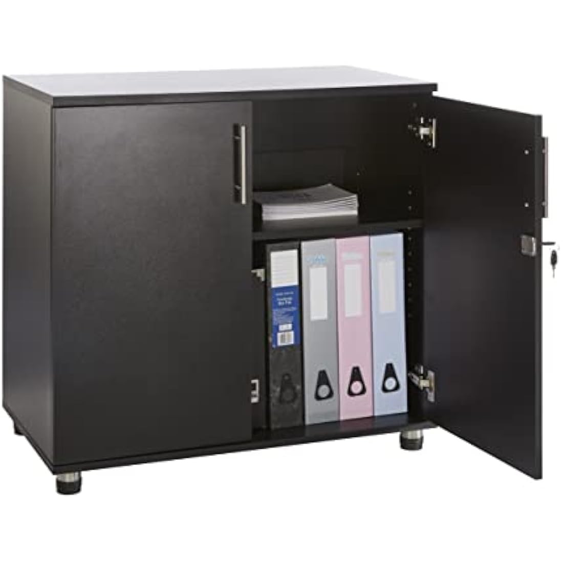 MMT Furniture Black Lockable Office Storage Cabinet | 75cm Desk Height