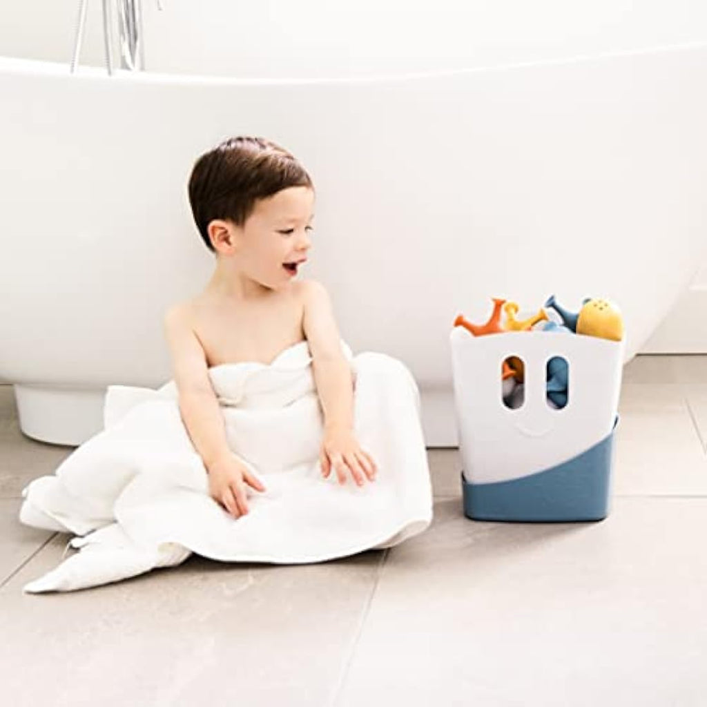 Ubbi Bath Time Essential Gift Set – Drying Bin and 12 Water Toys, Blue
