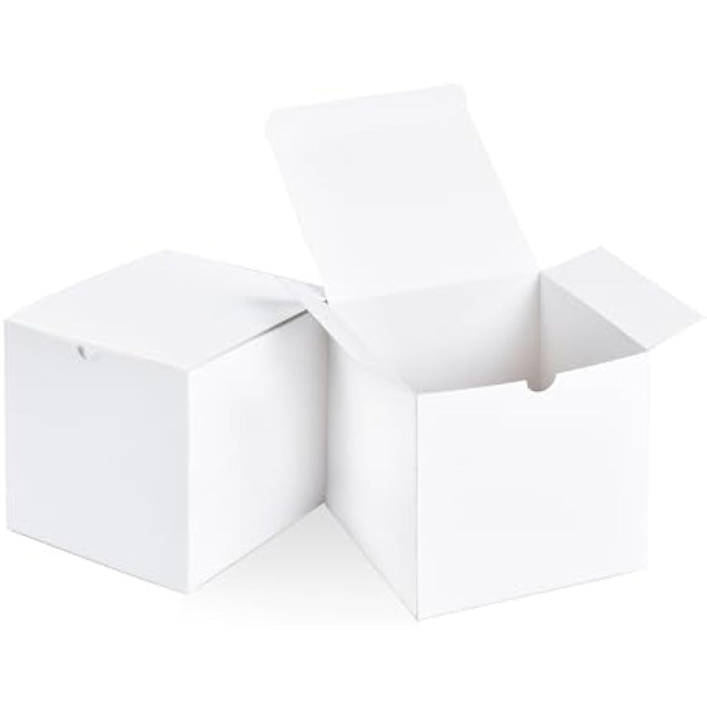 SHIPKEY 10-Pack White Cardboard Gift Boxes with Lids - 4x4x4 Inch Square