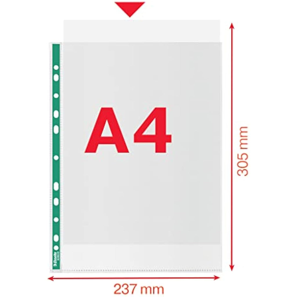 Esselte A4 Punched Pockets | 43 Micron Embossed Poly Pockets | 500 Pack