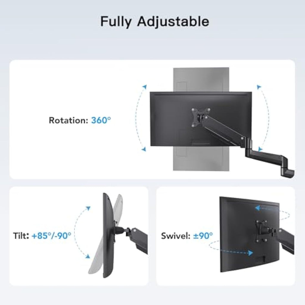 HUANUO Triple Monitor Stand | Gas Spring Desk Mount for 17-32 Inch Screens