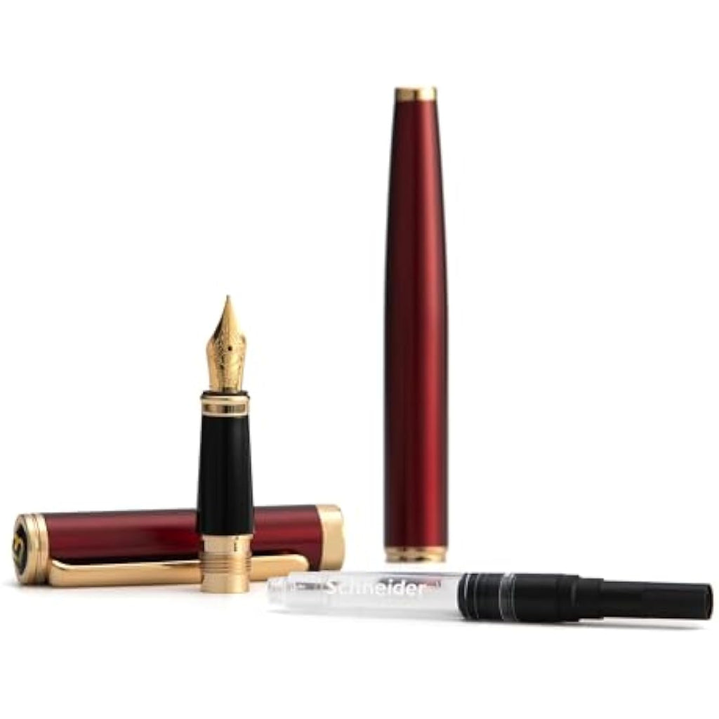 BEILUNER Luxury Fountain Pen – 24K Gold Finish Burgundy Fine Nib Pen