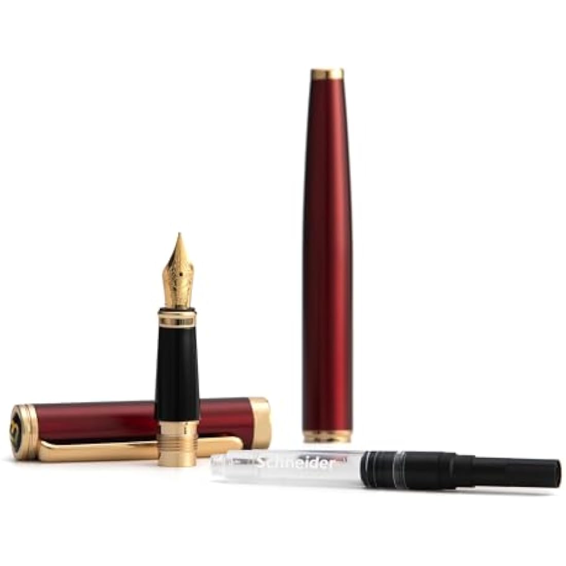 BEILUNER Luxury Fountain Pen – 24K Gold Finish Burgundy Fine Nib Pen