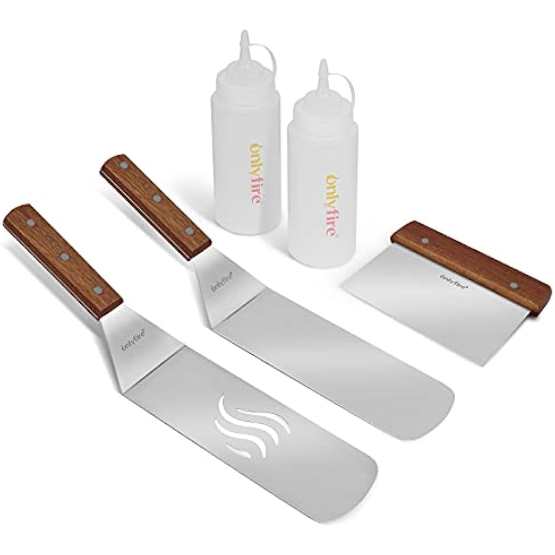 Onlyfire 5-Piece Griddle Spatula Set with Scraper and Liquid Dispensers