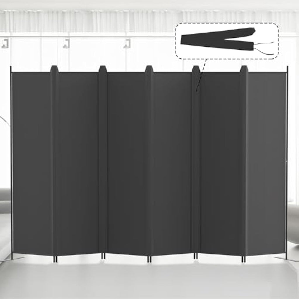 Kokorona 6 Panel Room Divider | 6ft Folding Privacy Screen – Dark Grey