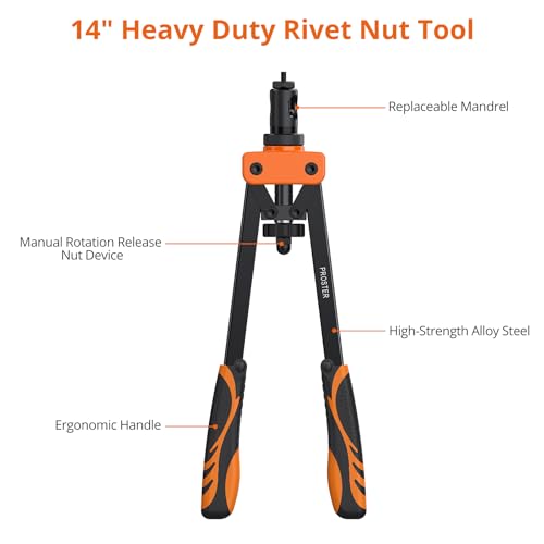 Proster 14" Rivet Nut Tool Kit | Heavy Duty 150pc Set with 6 Metric Mandrels