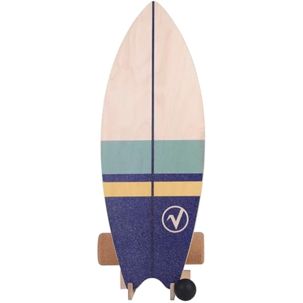 Valuents Wooden Surfboard Balance Board with Cork Roller and Stand