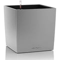 LECHUZA CUBE Premium 40 Self-Watering Planter - Silver Metallic