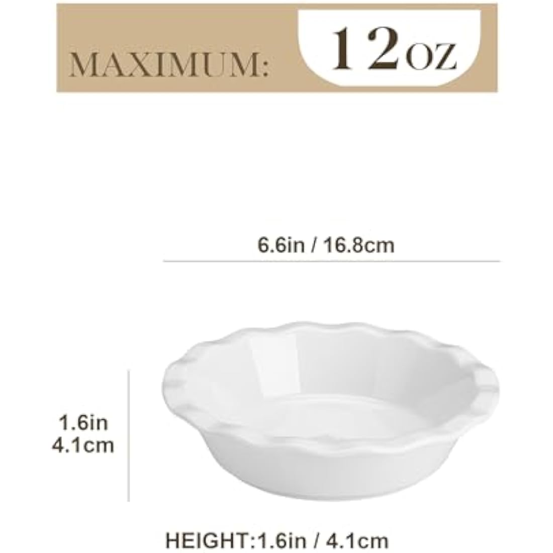 MALACASA Ceramic Mini Pie Dishes – 6.6 Inch Ivory White Baking Pans, 6PC