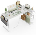 BEXEVUE L-Shaped Corner Desk with Power Outlets and Storage Shelves
