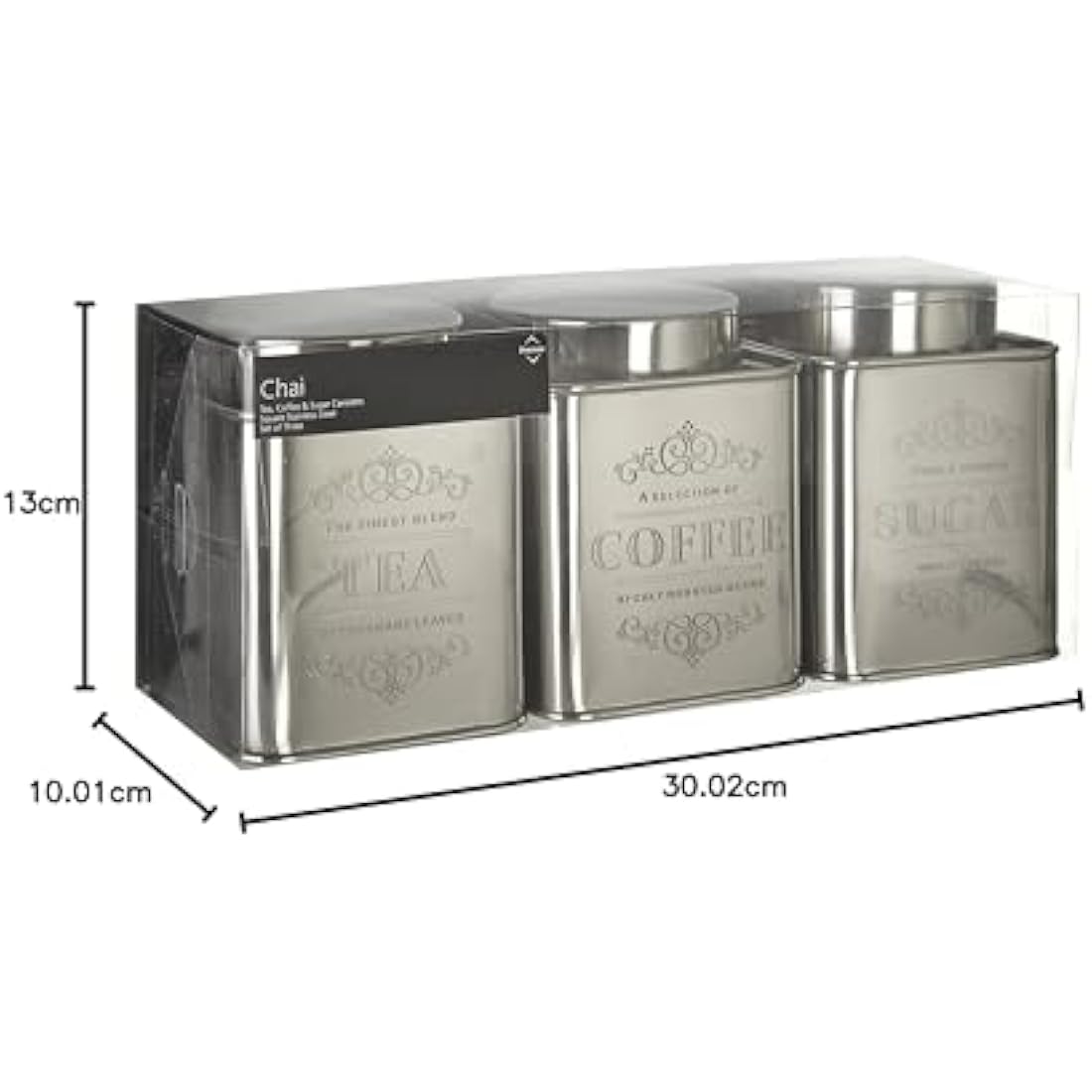 Jolof Store Stainless Steel Coffee Tea Sugar Canister Set – Grey