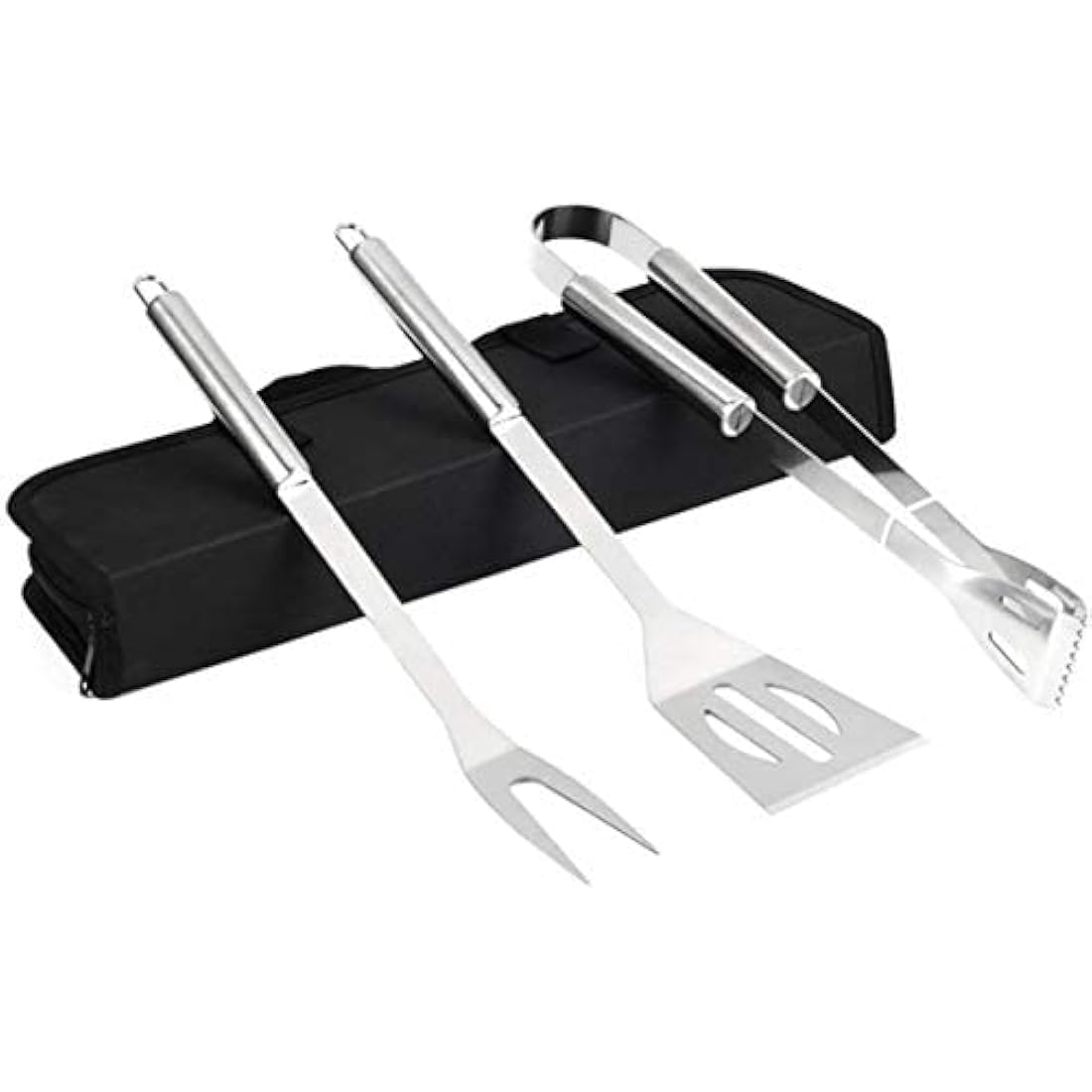 3-Piece Stainless Steel BBQ Grill Tool Set with Carry Bag