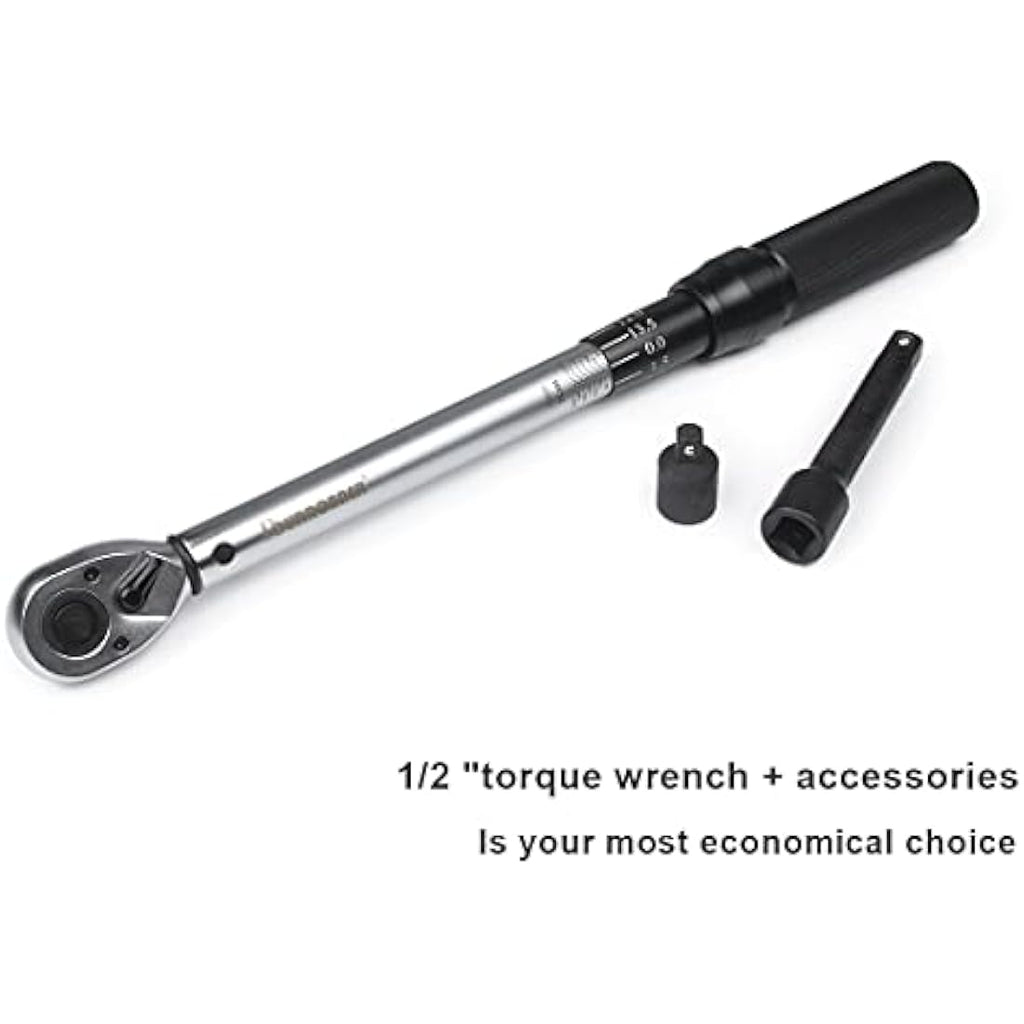 FOURROBBER 1/2-Inch Drive Click Torque Wrench Set, 25-220 Nm