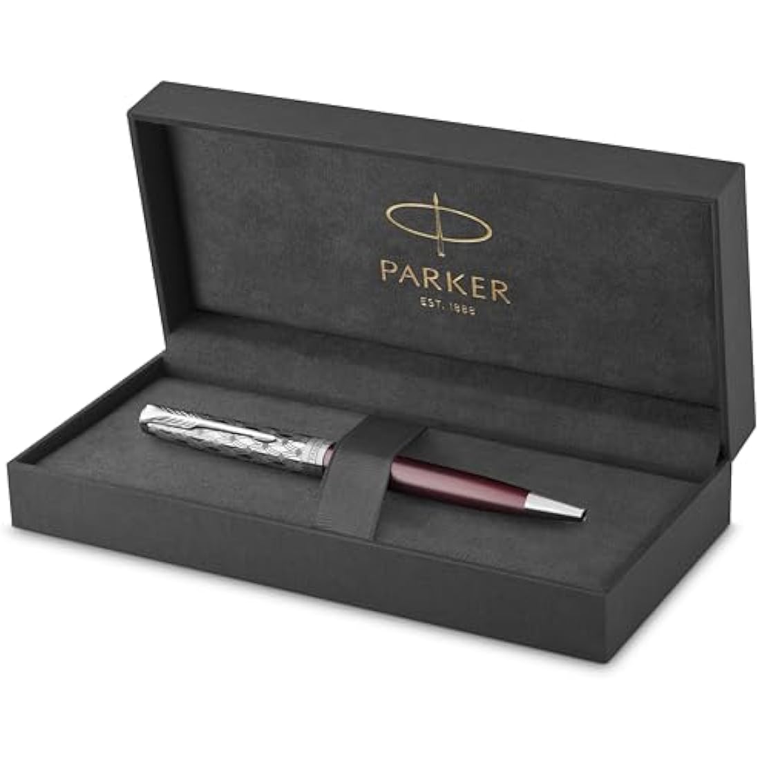 Parker Sonnet Ballpoint Pen | Red Satin Finish with Chrome Trim