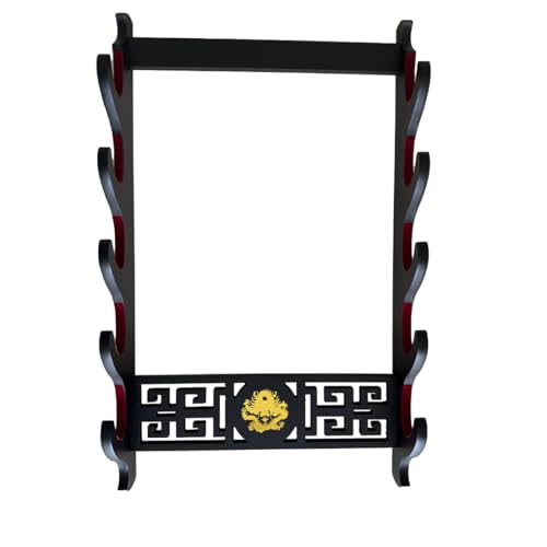 5-Tier Sword Wall Mount | Dragon Pattern Katana Display Stand