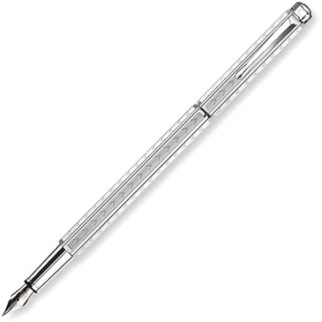 Caran d'Ache Chevron Fountain Pen – Rhodium-Coated Silver-Plated Brass