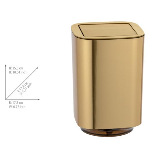 WENKO Auron Gold Cosmetic Bin – 5.5L Modern Bathroom Wastebin with Swing Lid