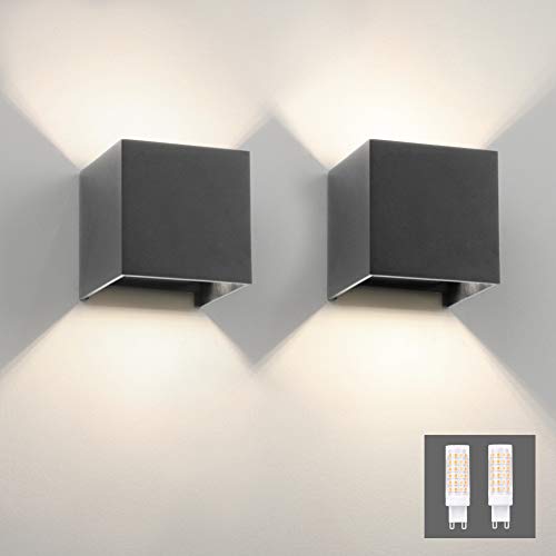 Klighten Modern LED Wall Sconce – Up and Down Light, Dark Gray, 9W