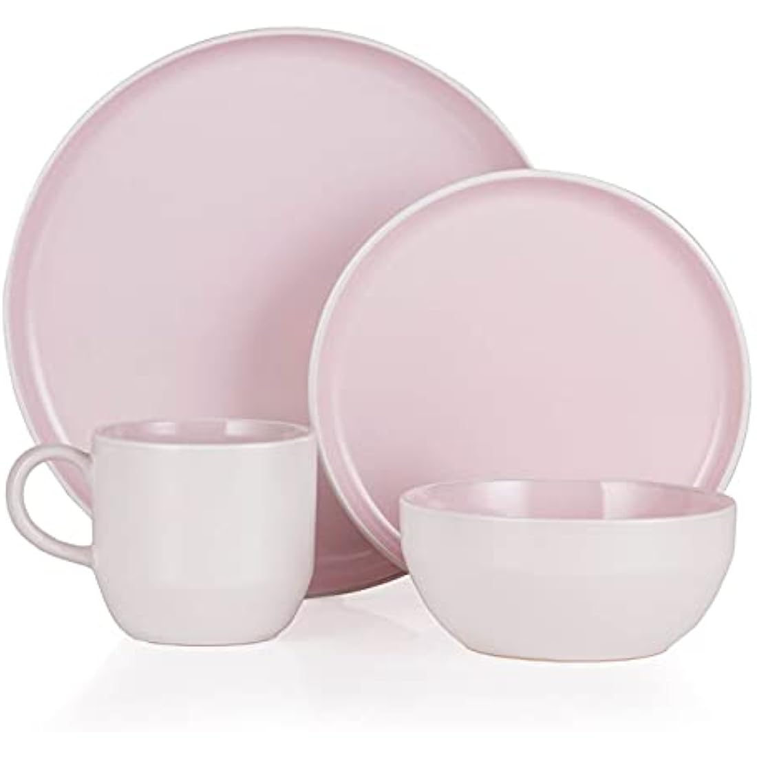 Barbary & Oak Oslo 16 Piece Stoneware Dinnerware Set | White & Pink