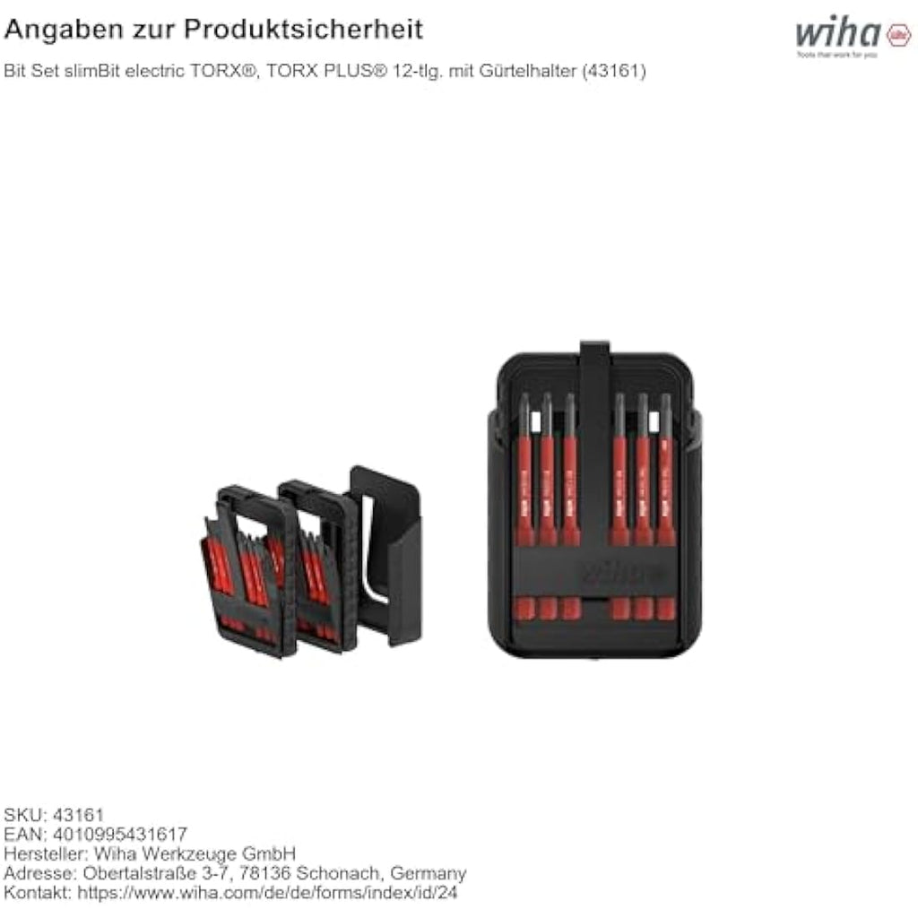 Wiha slimBit Box 6-Piece Insulated VDE Screwdriver Bit Set – 1000V AC