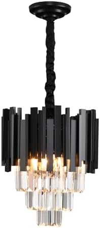 Jolof Store Modern K9 Crystal Chandelier – Black Round Ceiling Light