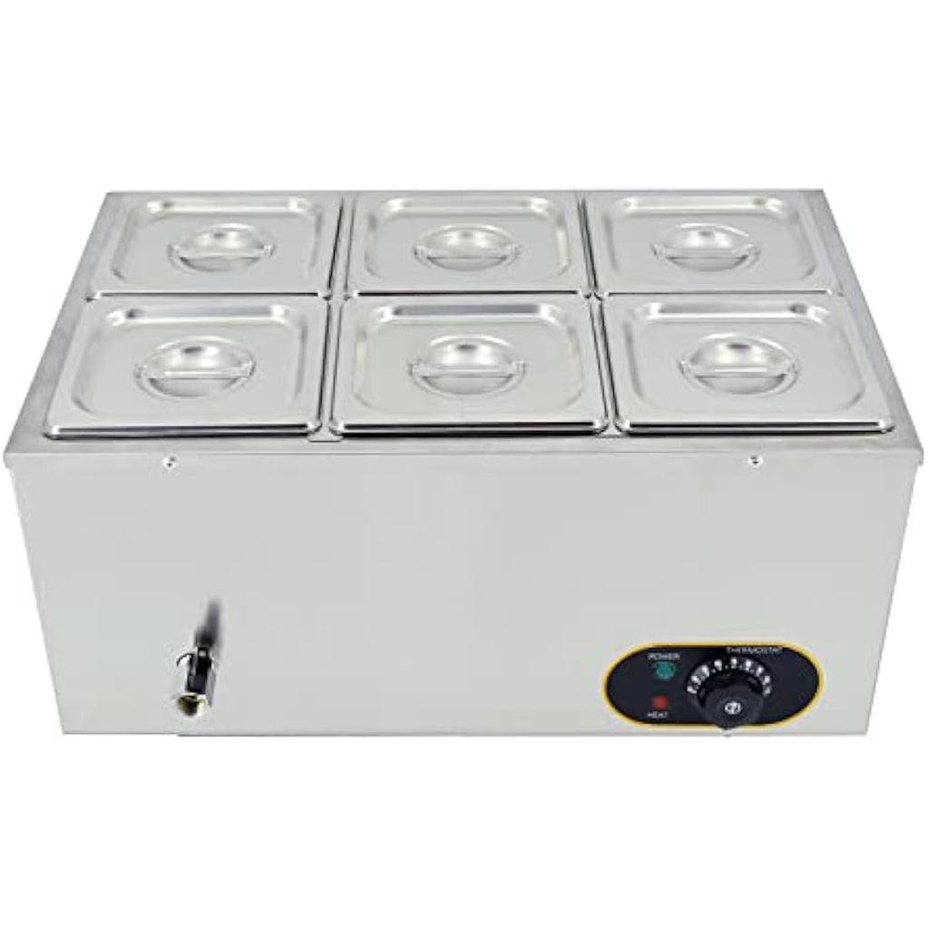 Jolof Store Commercial Bain Marie - 6 Pan Stainless Steel Food Warmer