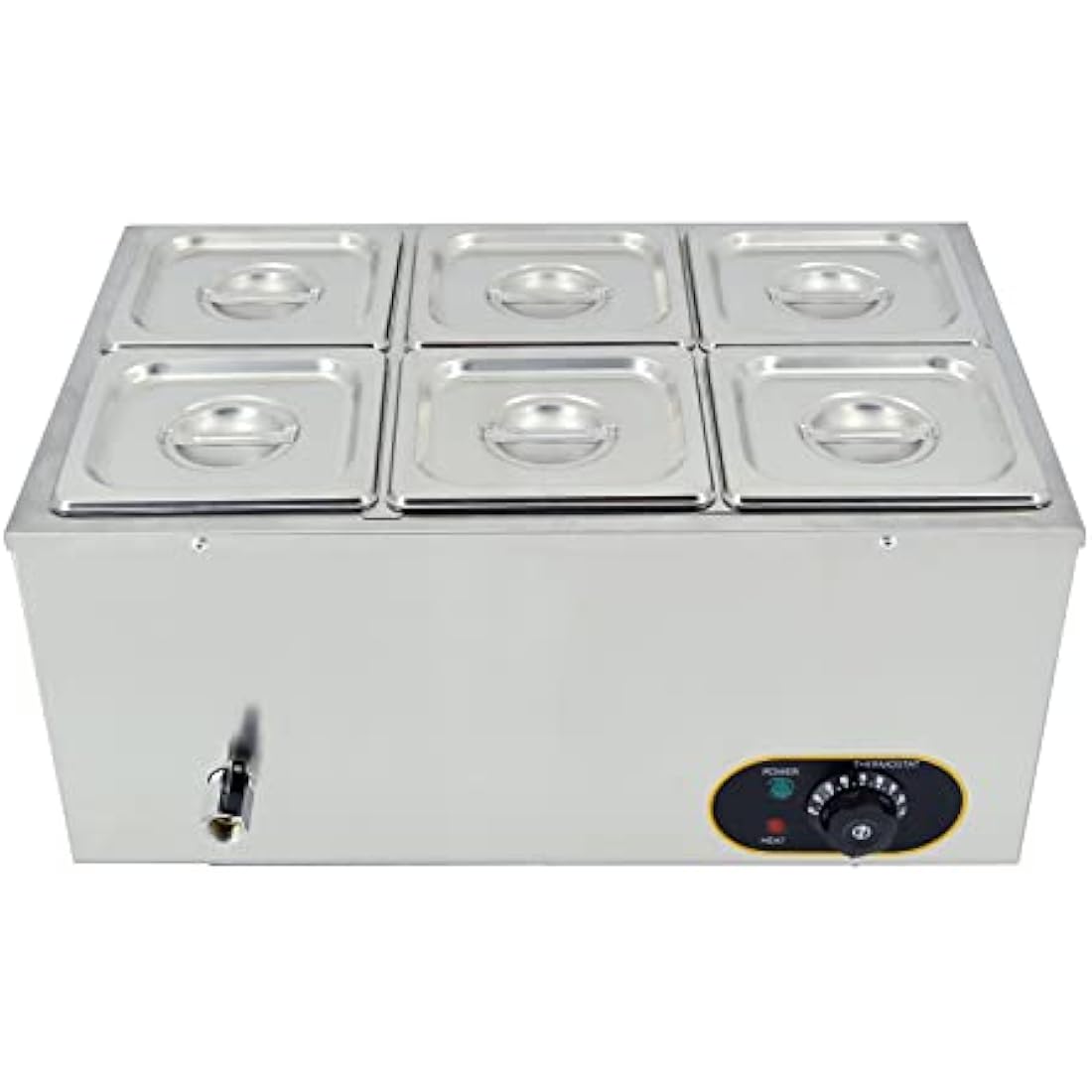 Jolof Store Commercial Bain Marie - 6 Pan Stainless Steel Food Warmer
