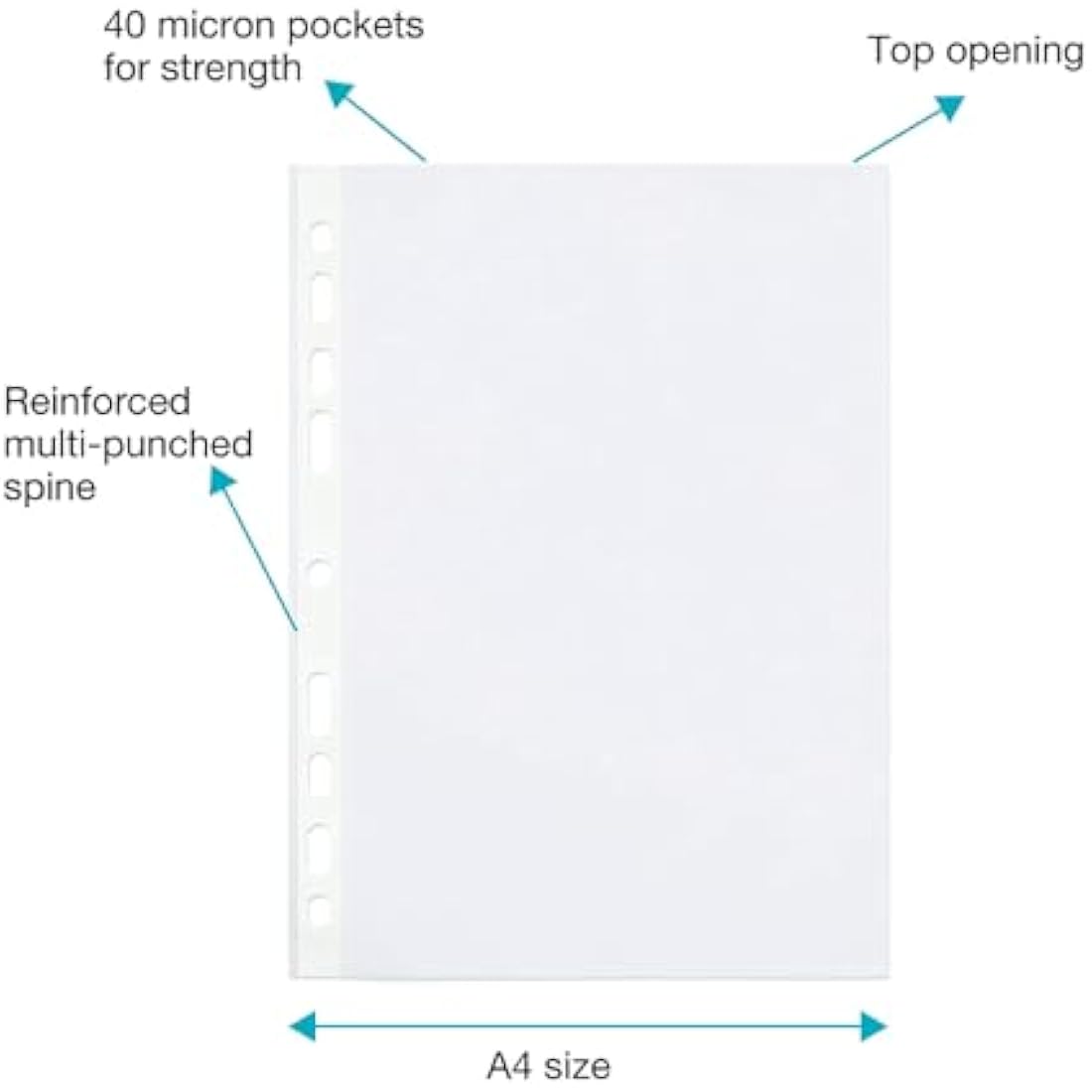 SUMMIT A4 Punched Pockets – 300 Pack Embossed 40 Micron Poly Pockets