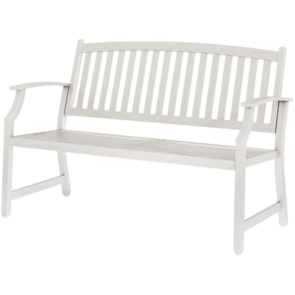 Grand Patio Metal Garden Bench – Rust-Resistant Outdoor Seating, White