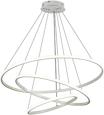 Jolof Store Modern 3-Ring LED Chandelier – Dimmable White Acrylic Pendant