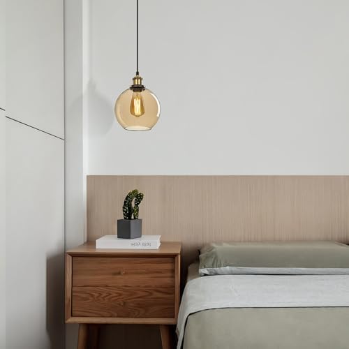 FORCOSO Industrial Glass Pendant Light – Vintage Clear Ball Ceiling Lamp