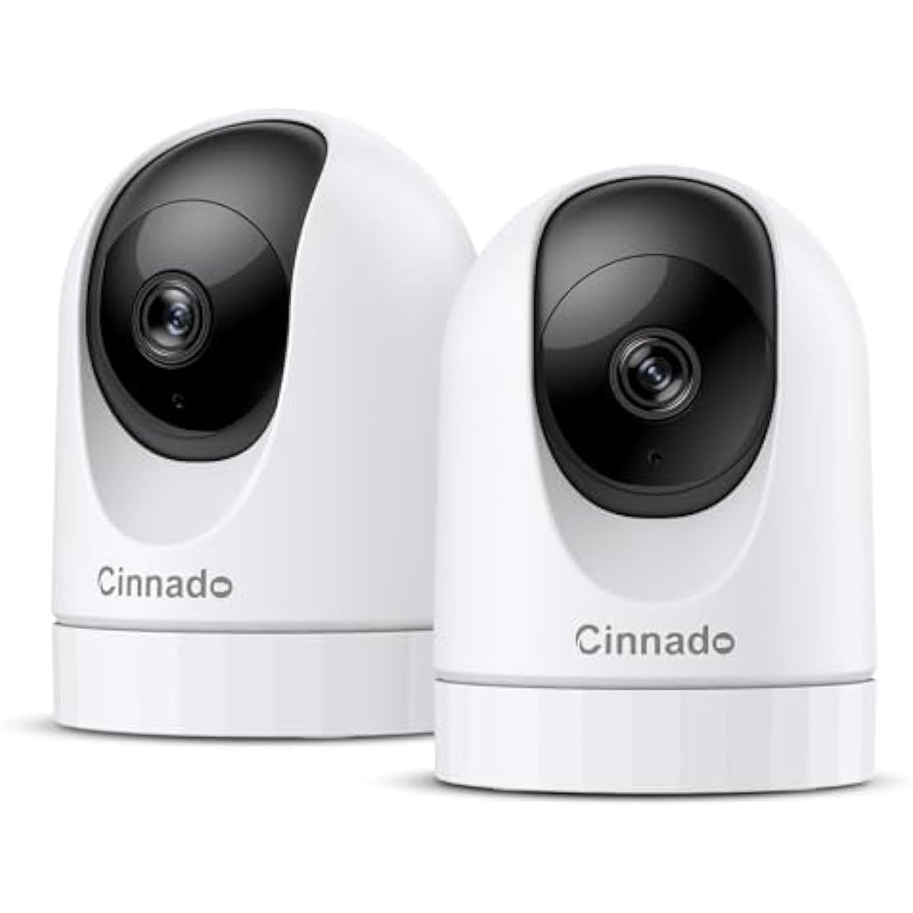 Cinnado 2K Indoor Security Camera - 360° WiFi Baby Monitor, 2 Pack