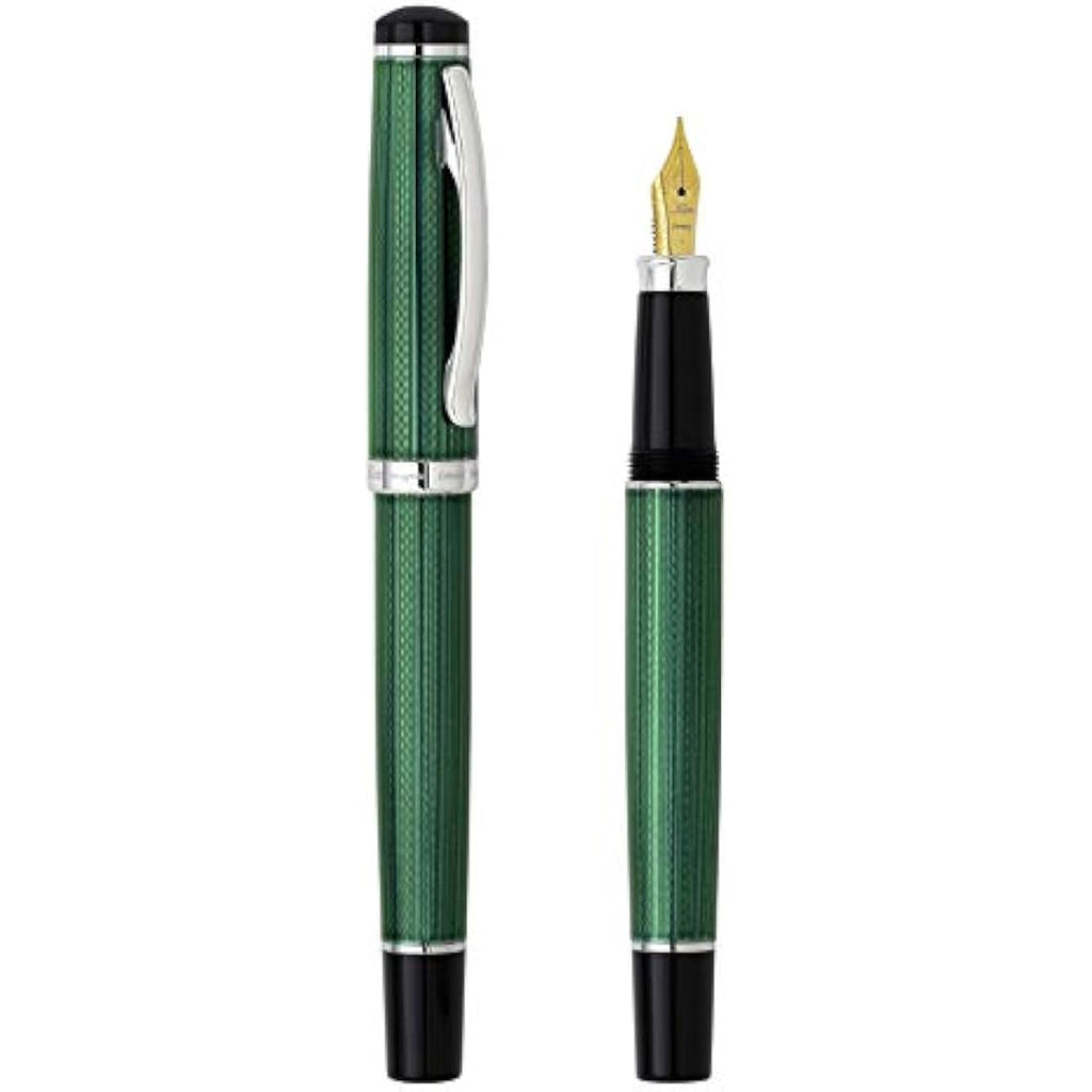 Xezo Incognito Fountain Pen | Fine Nib Forest Green & Platinum Plating