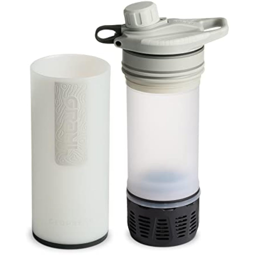 Grayl GeoPress Water Purifier Bottle - 24oz Portable Filter - Peak White