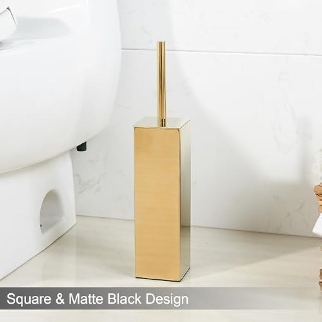 BGL Gold Stainless Steel Square Floor Standing Toilet Brush Holder