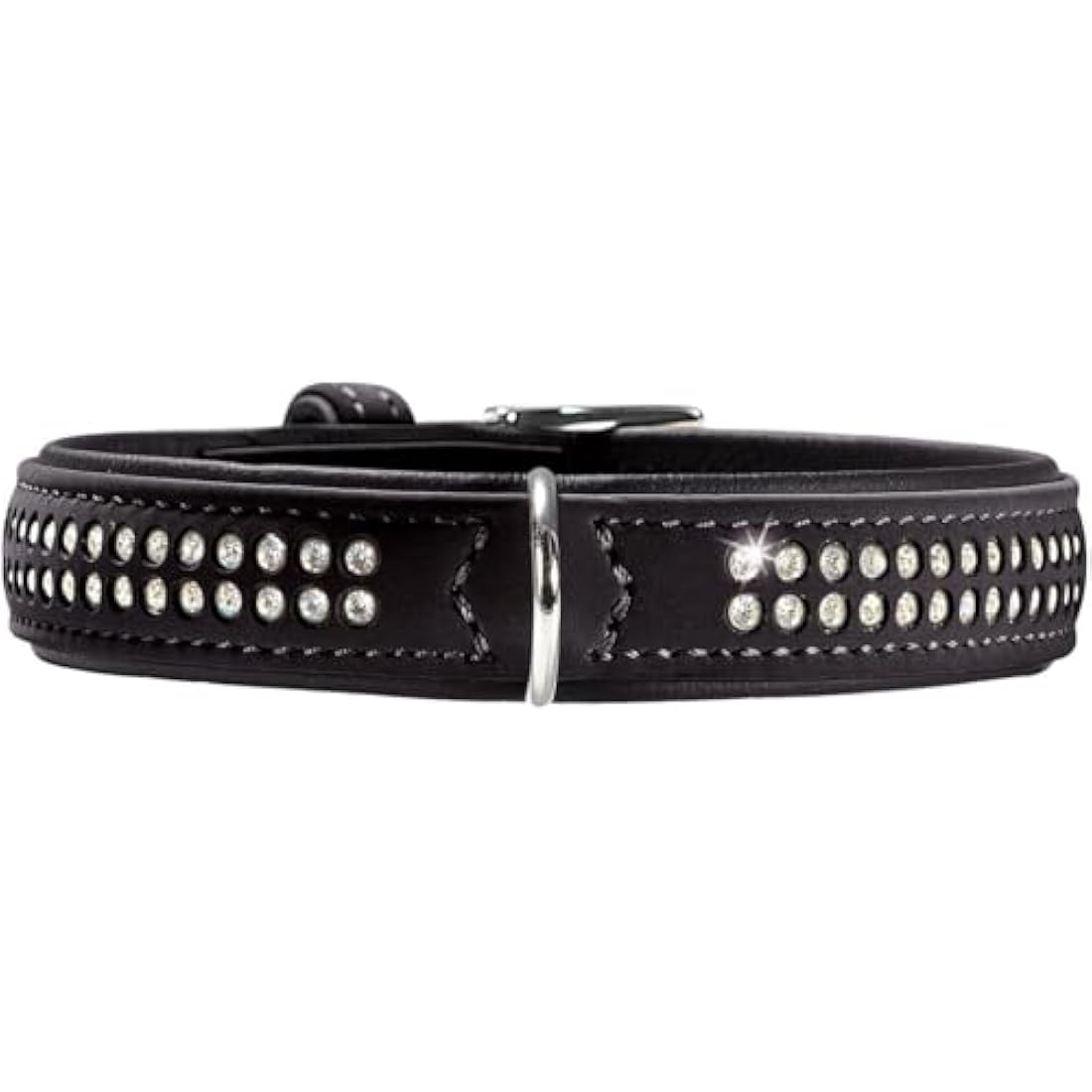 Hunter Softie Deluxe Leather Dog Collar with Swarovski Crystals – Black