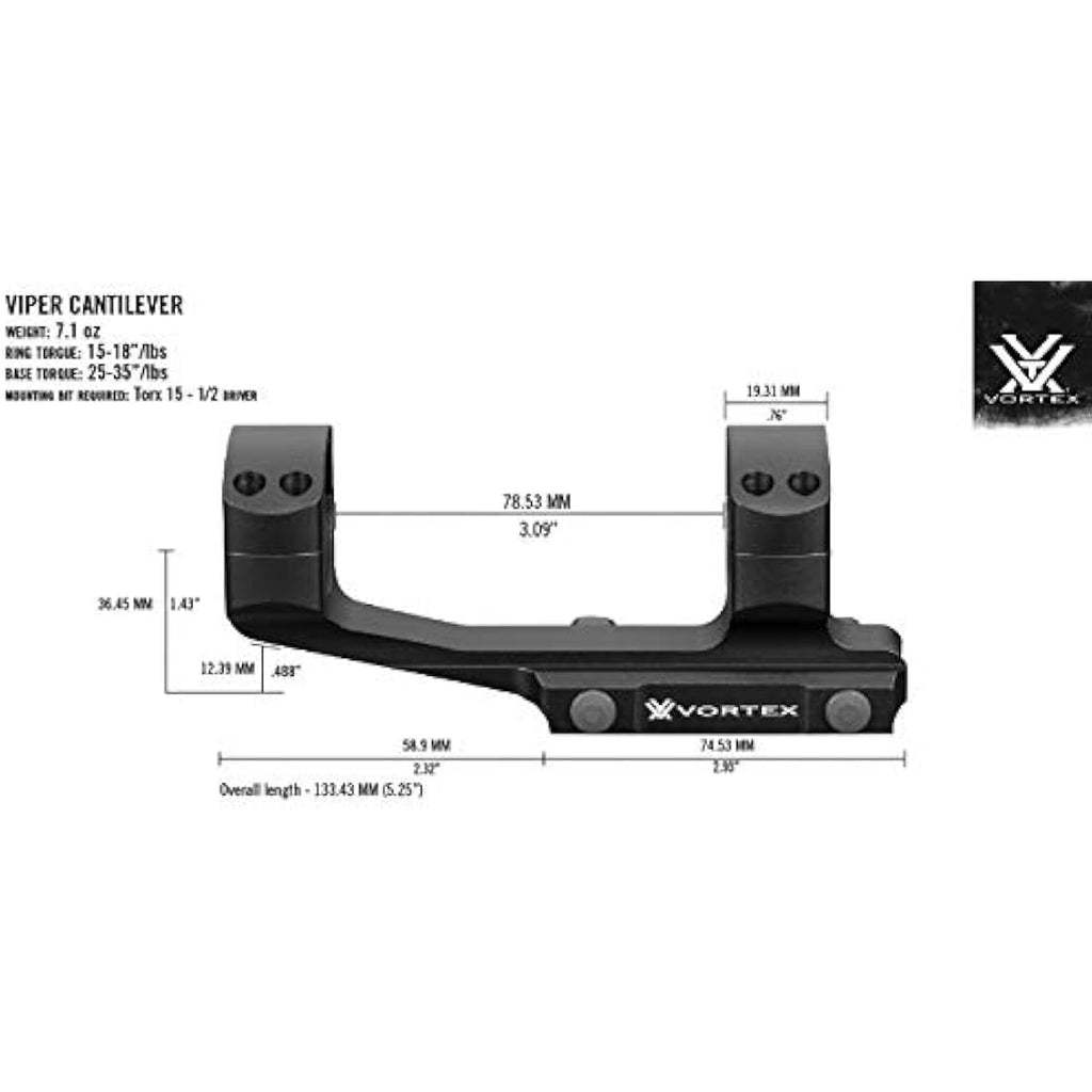 Vortex PRO Extended Cantilever Ring Mount for 1-Inch Tube | CVP-1