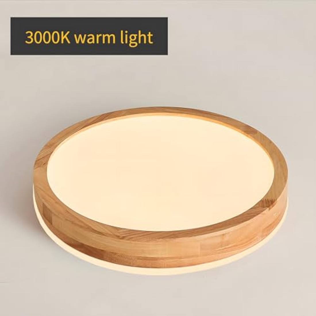 WayLuoung Round Wooden LED Ceiling Light – 18W 3000K Warm White 30cm